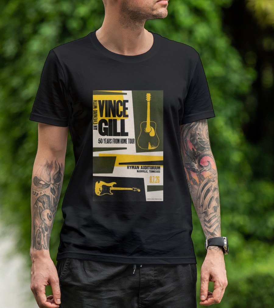 An Evening With Vince Gill 50 Years From Home Tour Ryman Auditorium Nashville August 7 2026 T-Shirt