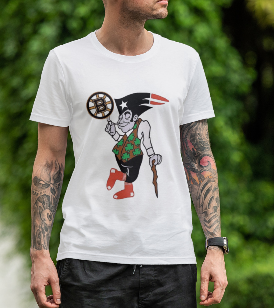 Boston All Sport Team Vintage Mascot With Clover And Cane T-Shirt