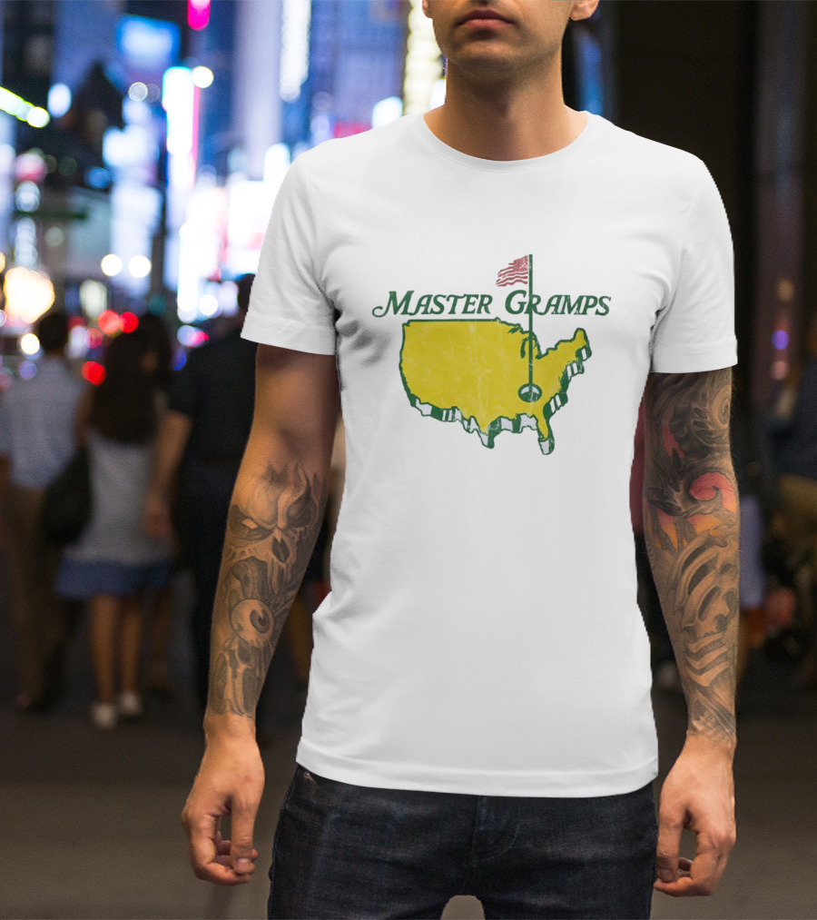 Master Gramps Golfing USA Flag Map T-Shirt