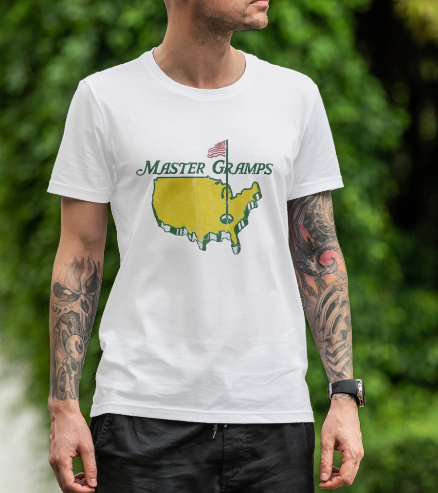 Master Gramps Golfing USA Flag Map T-Shirt