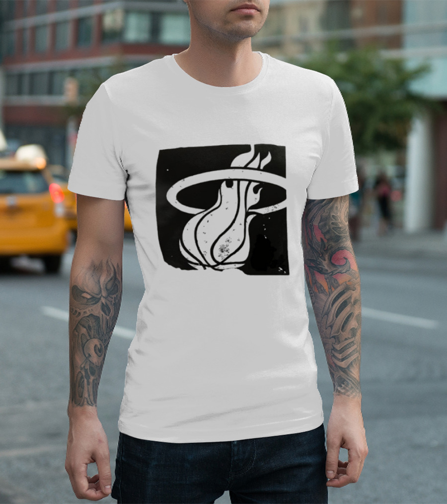 Miami Heat Basketball NBA Iconic Flaming Ball T-Shirt
