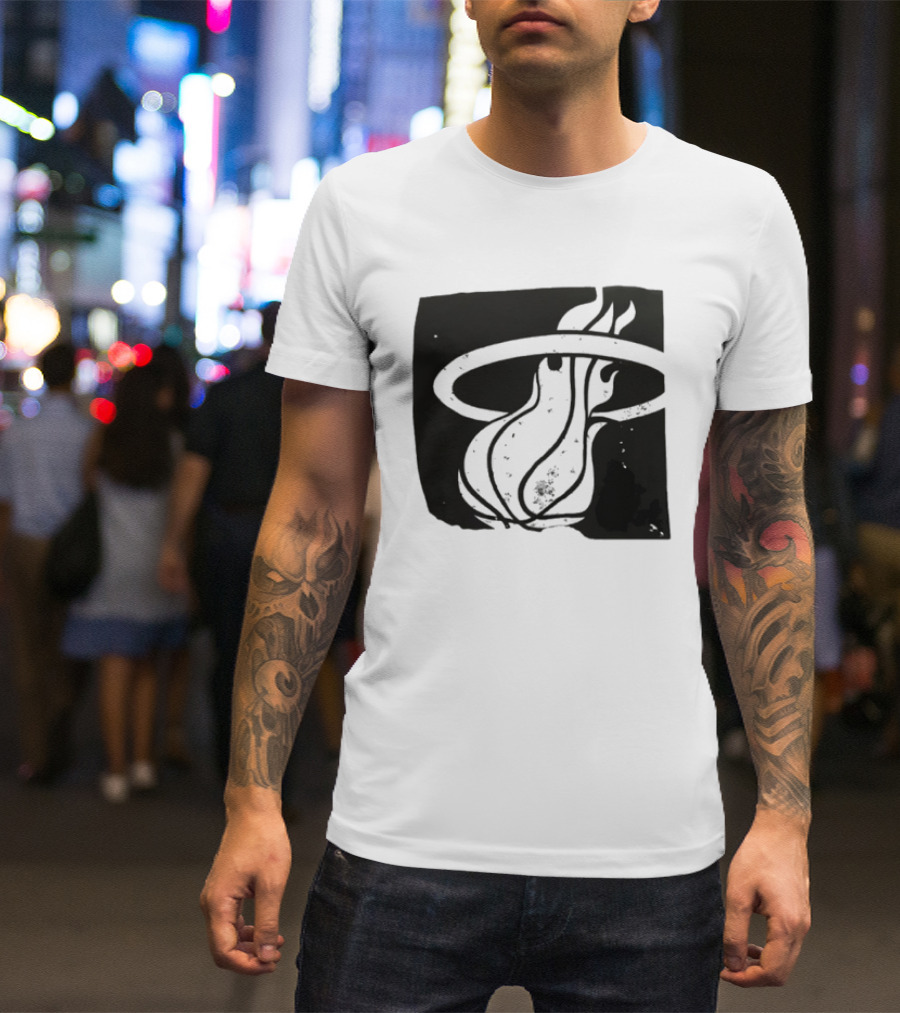 Miami Heat Basketball NBA Iconic Flaming Ball T-Shirt