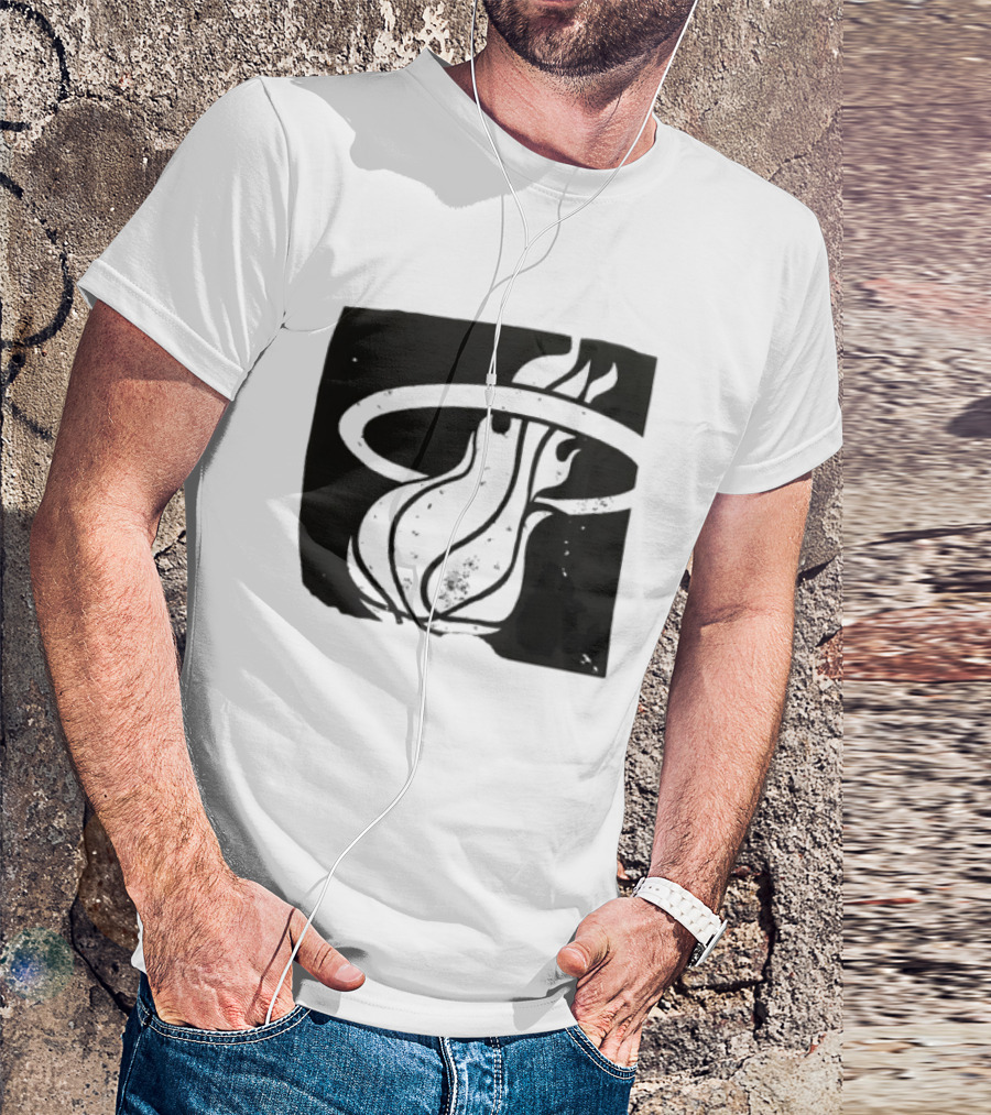 Miami Heat Basketball NBA Iconic Flaming Ball T-Shirt