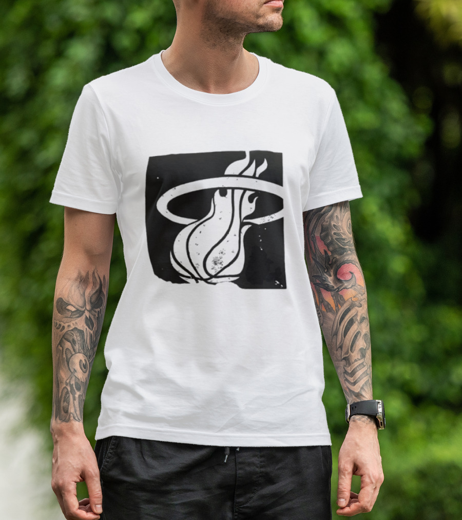 Miami Heat Basketball NBA Iconic Flaming Ball T-Shirt