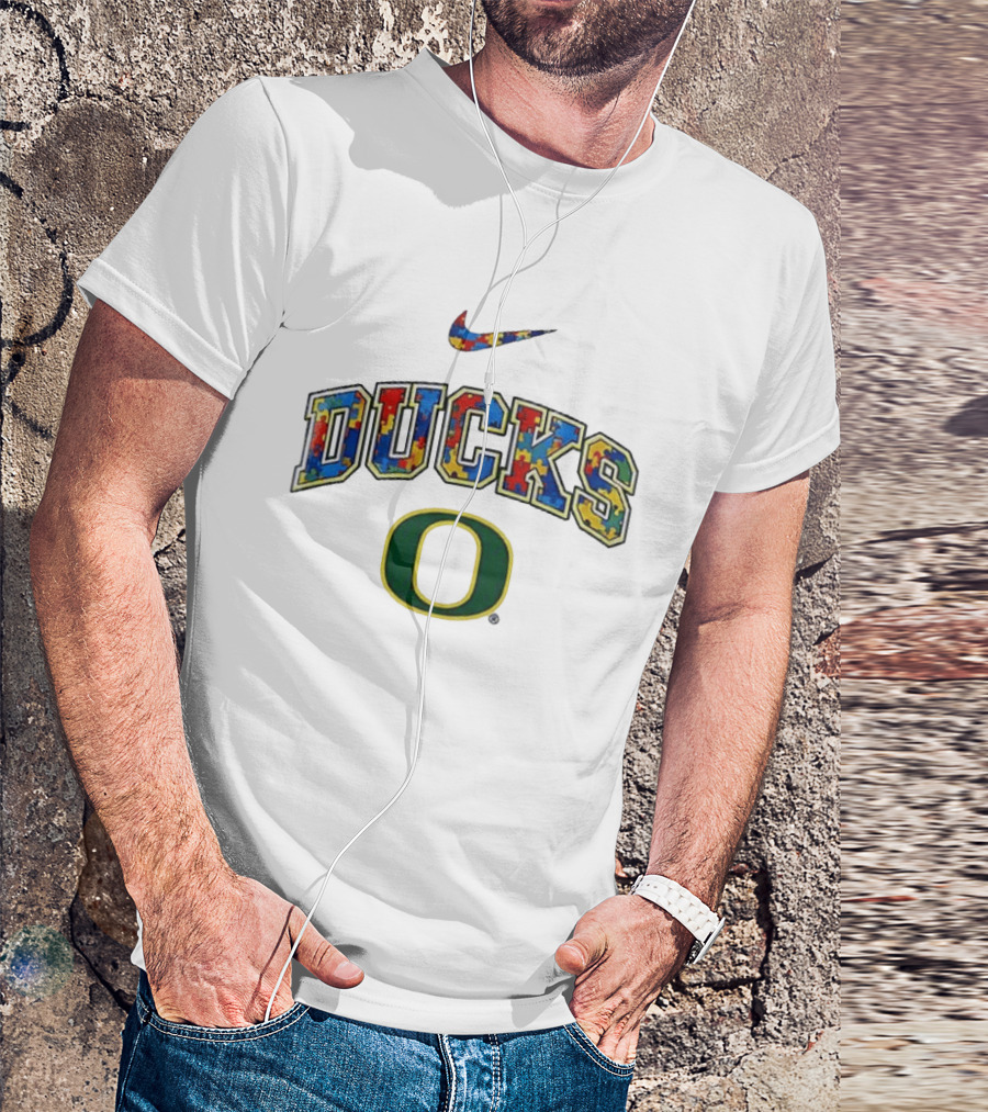 Oregon Ducks Autism Awareness Accept Understand Love Puzzle Nike T-Shirt