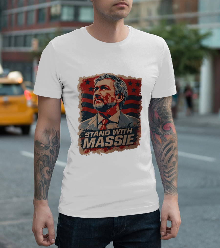 Stand With Massie Patriotic Political Artwork With Stars And Stripes T-Shirt