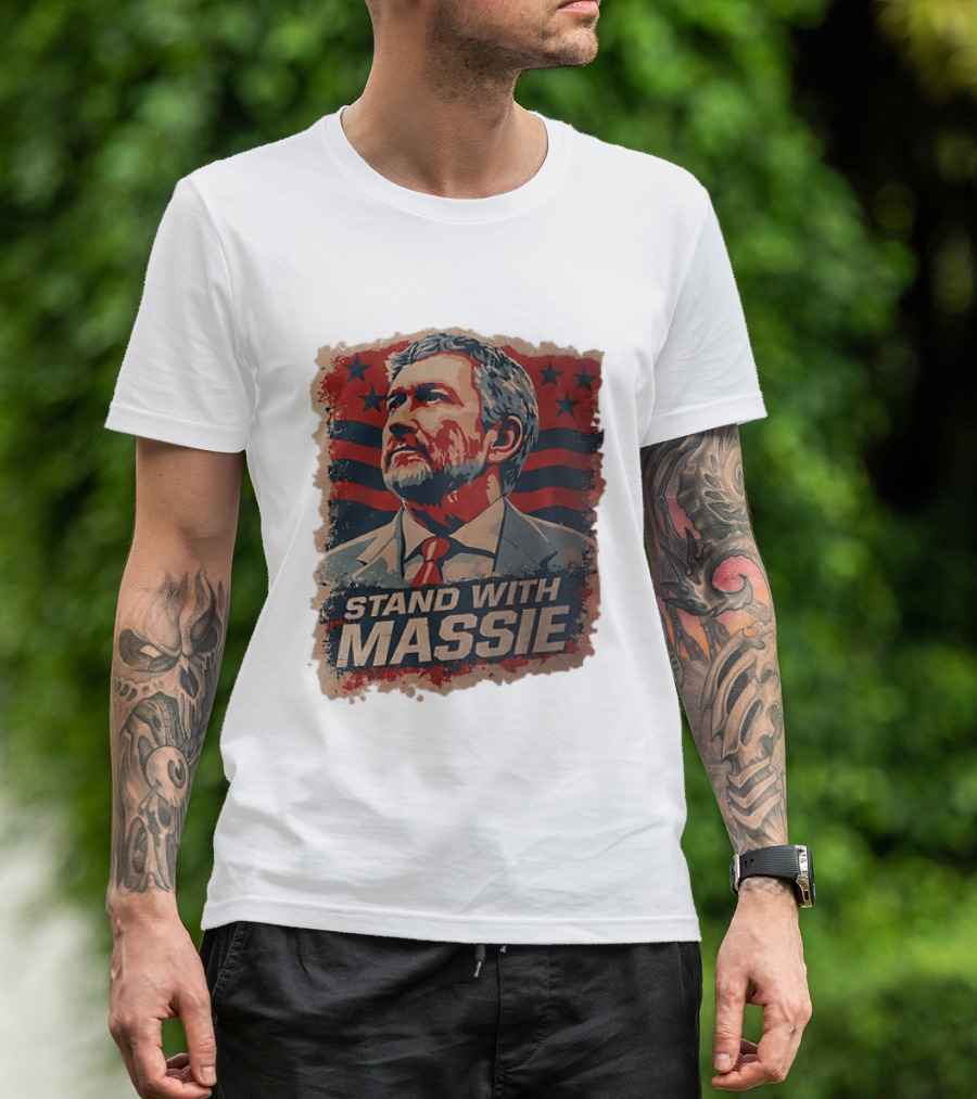 Stand With Massie Patriotic Political Artwork With Stars And Stripes T-Shirt