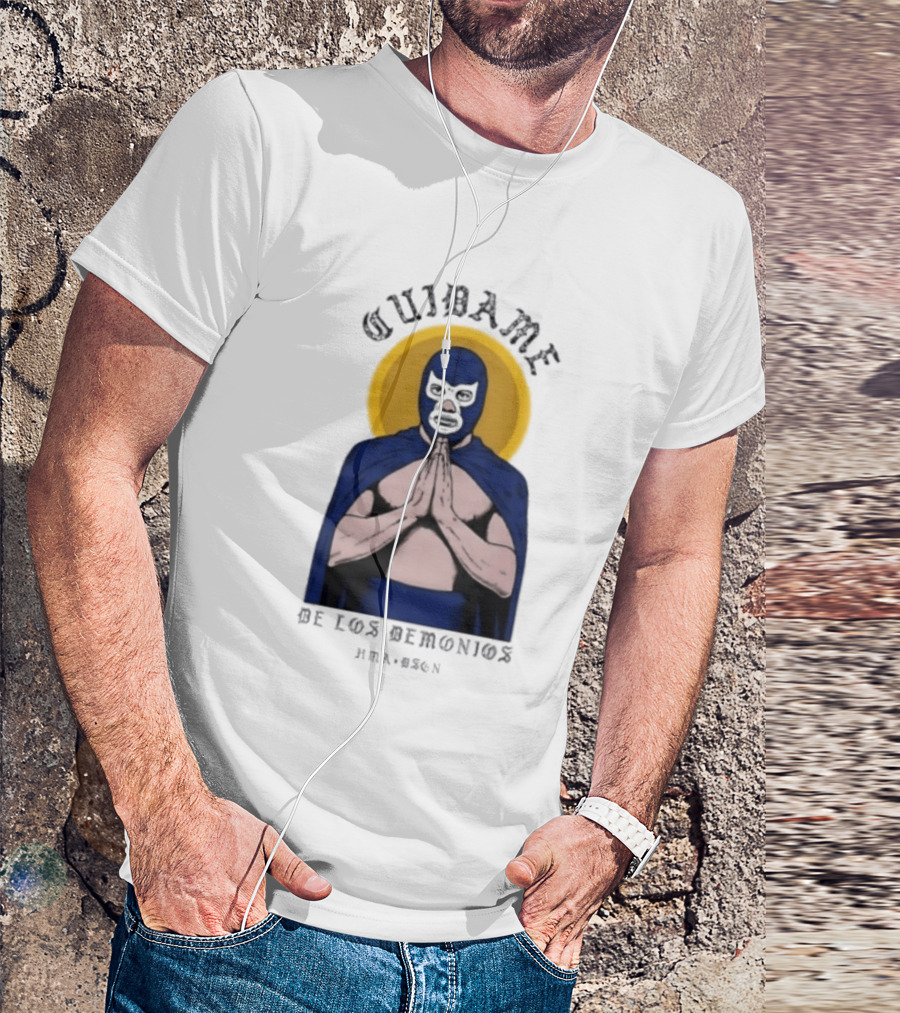 Cuidame De Los Demonios Original Blue Demon Luchador Praying Hands T-Shirt