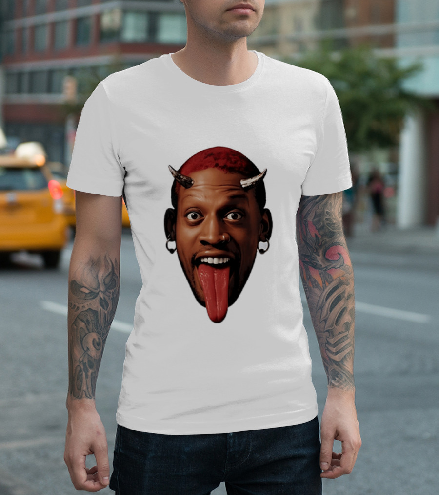 Dennis Rodman Big Face Devil Horns Chicago Bulls T-Shirt