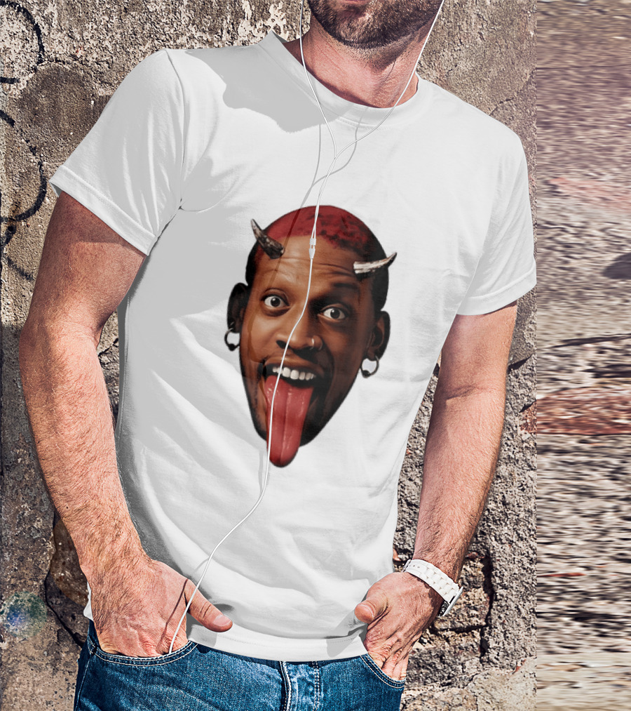 Dennis Rodman Big Face Devil Horns Chicago Bulls T-Shirt