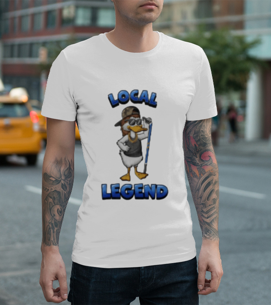 Duck Local Legend Hockey Player In Sunglasses And Cap T-Shirt