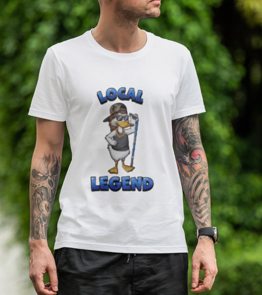 Duck Local Legend Hockey Player In Sunglasses And Cap T-Shirt