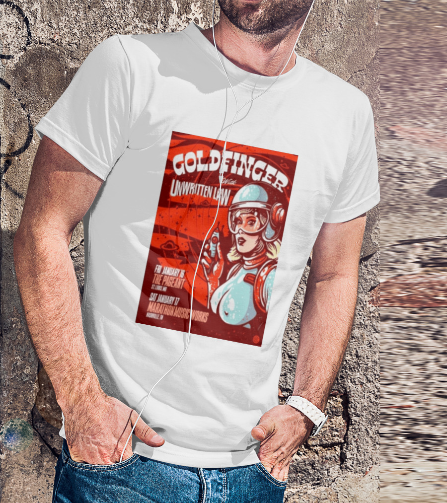 Goldfinger With Unwritten Law The Pageant St. Louis Marathon Music Works Nashville January 16 17 2026 Concert Retro Futuristic Spacewoman T-Shirt