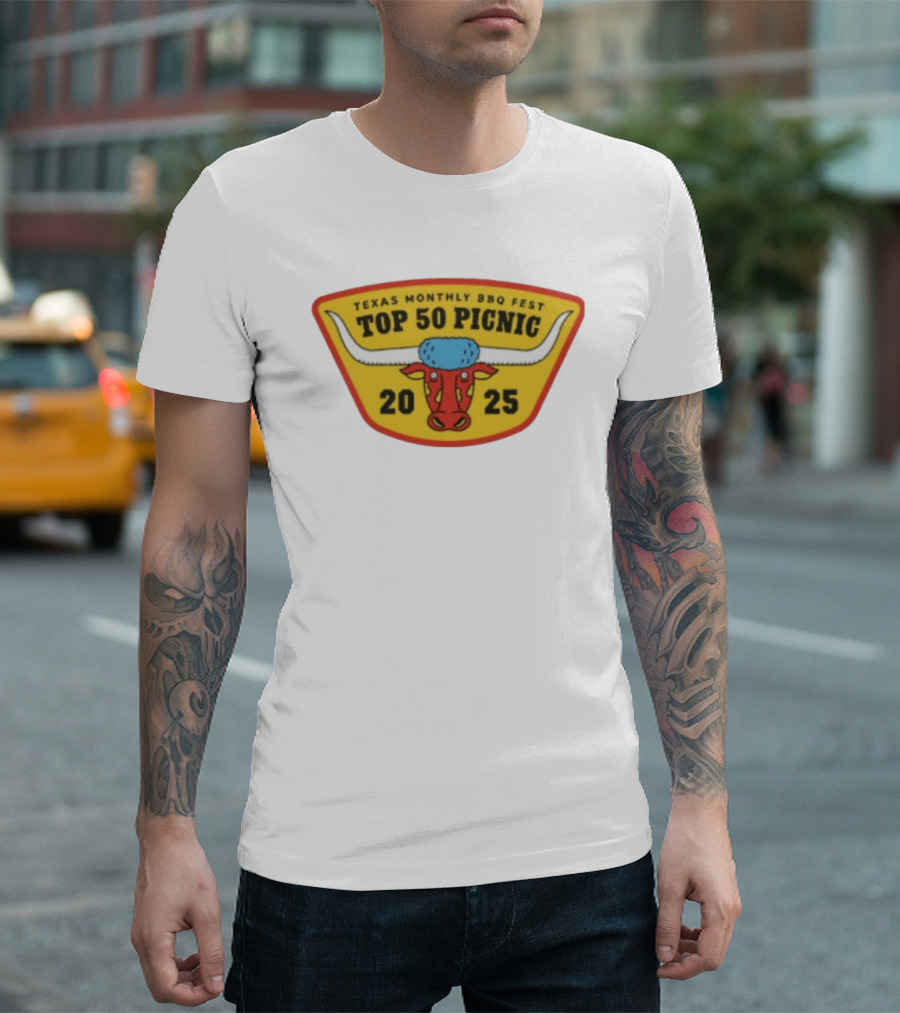 Texas Monthly BBQ Fest Top 50 Picnic 2025 Longhorn T-Shirt