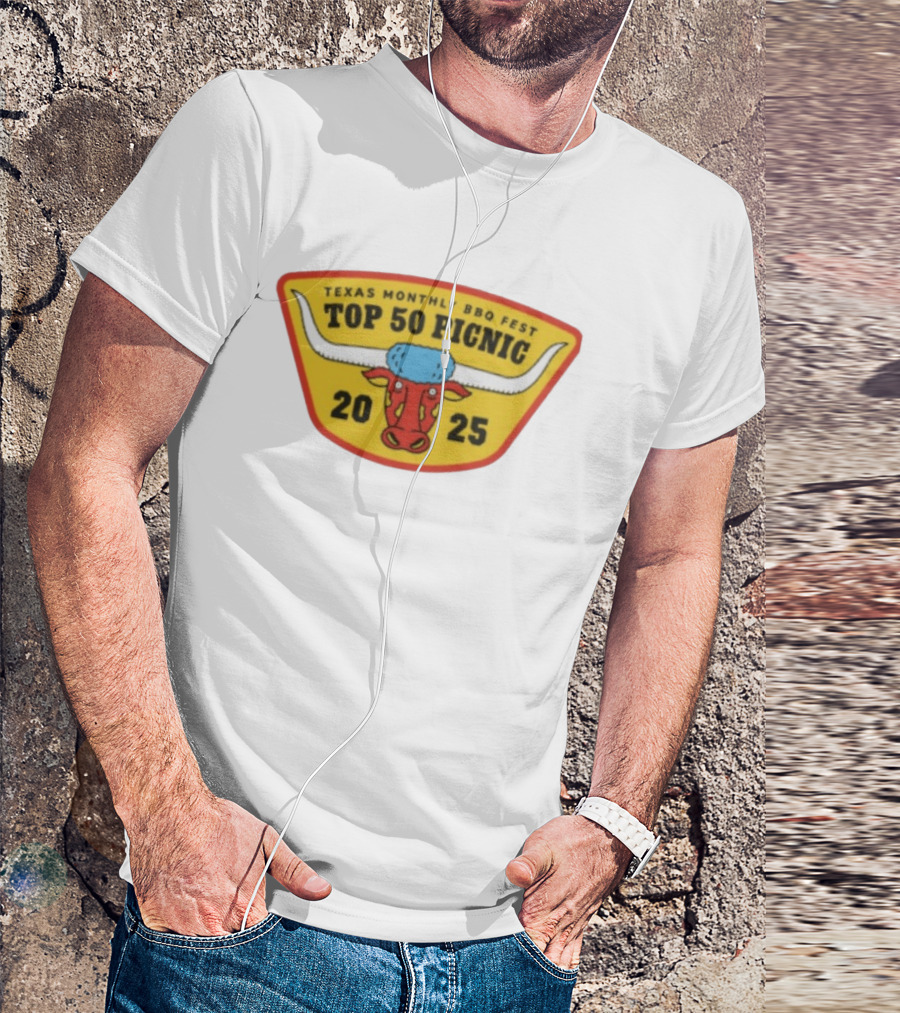 Texas Monthly BBQ Fest Top 50 Picnic 2025 Longhorn T-Shirt
