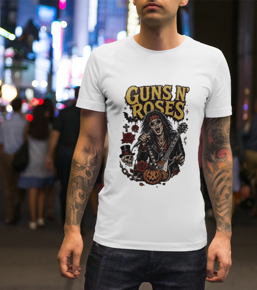 Guns N' Roses I'm A GNR Ghoul Appetite For Fright Halloween Rocks With Skulls And Pumpkins T-Shirt