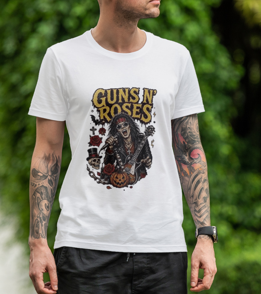 Guns N' Roses I'm A GNR Ghoul Appetite For Fright Halloween Rocks With Skulls And Pumpkins T-Shirt