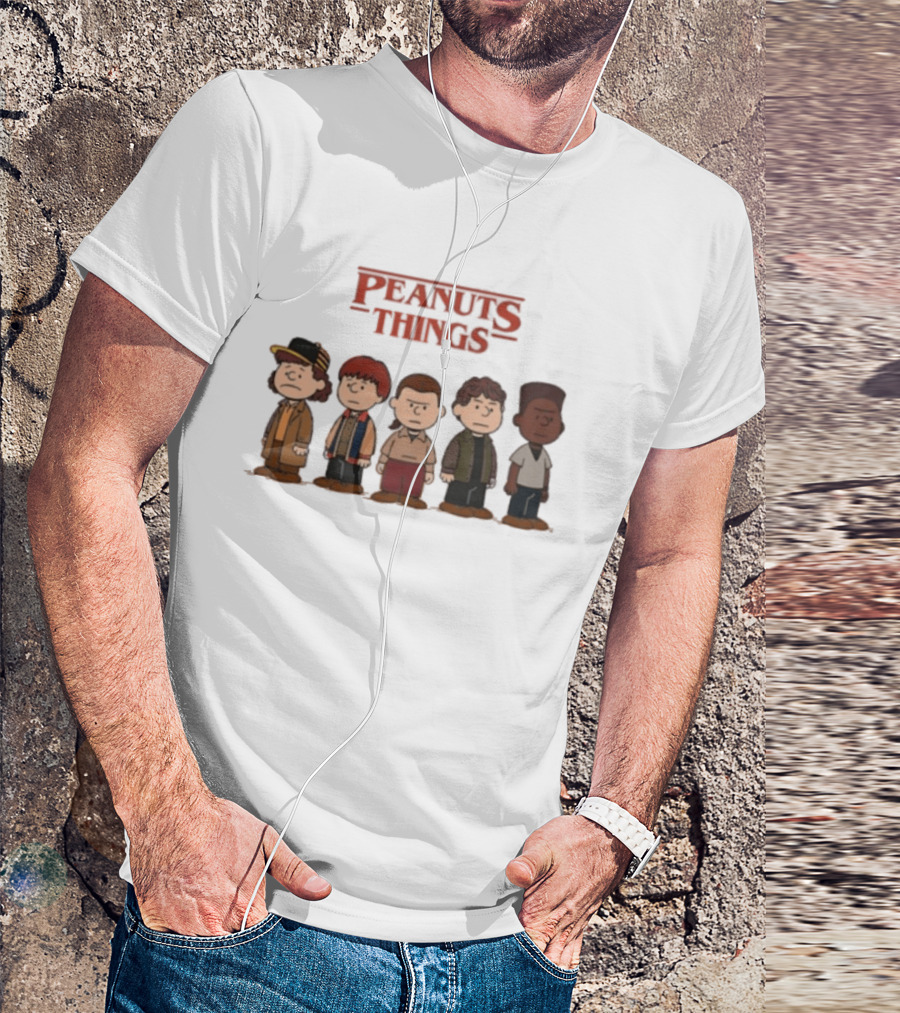 Peanuts Things Cartoon Characters Mashup Stranger 80s T-Shirt
