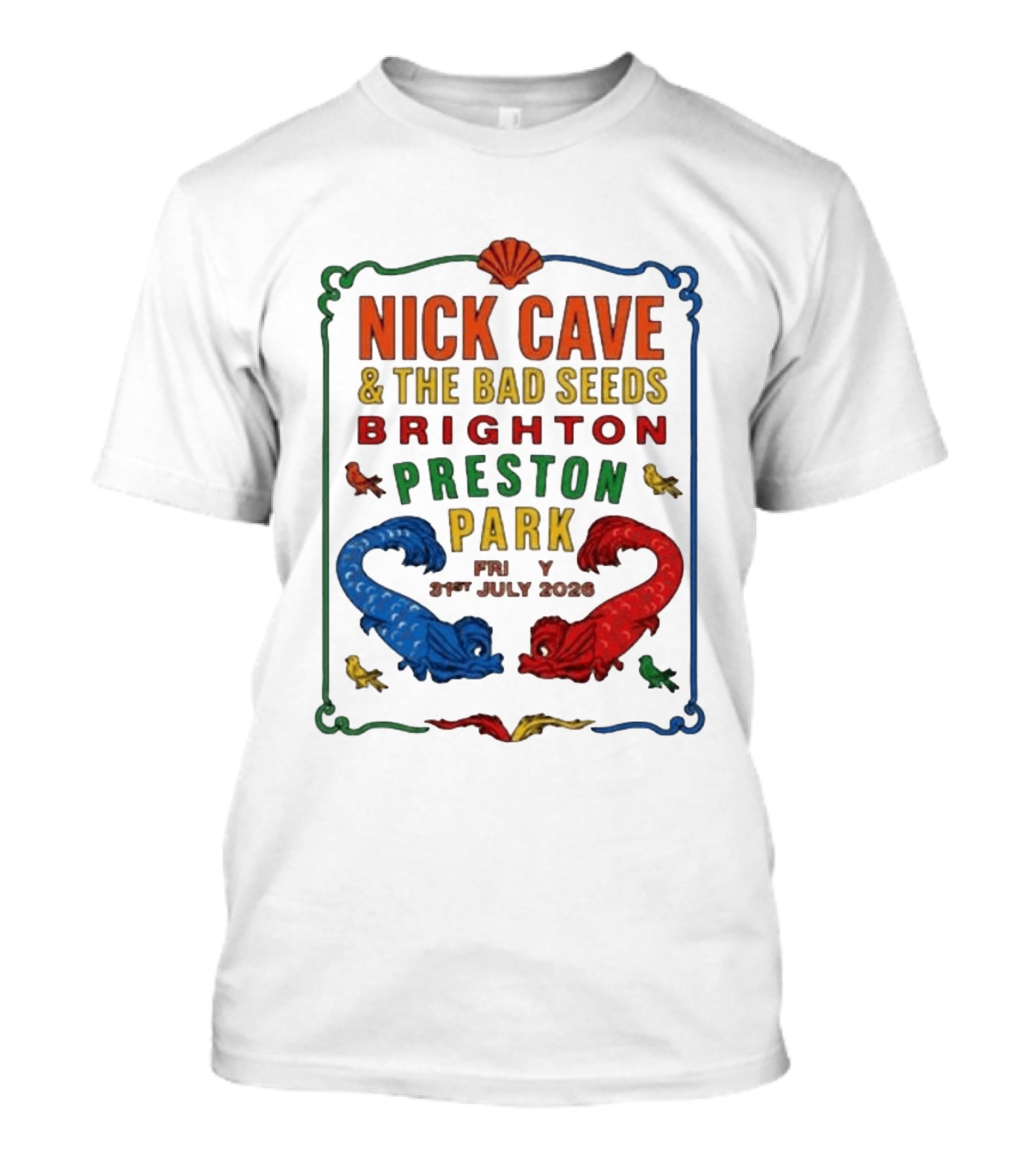 Nick Cave & The Bad Seeds Brighton Preston Park 31 July 2026 Colorful Dragons T-Shirt