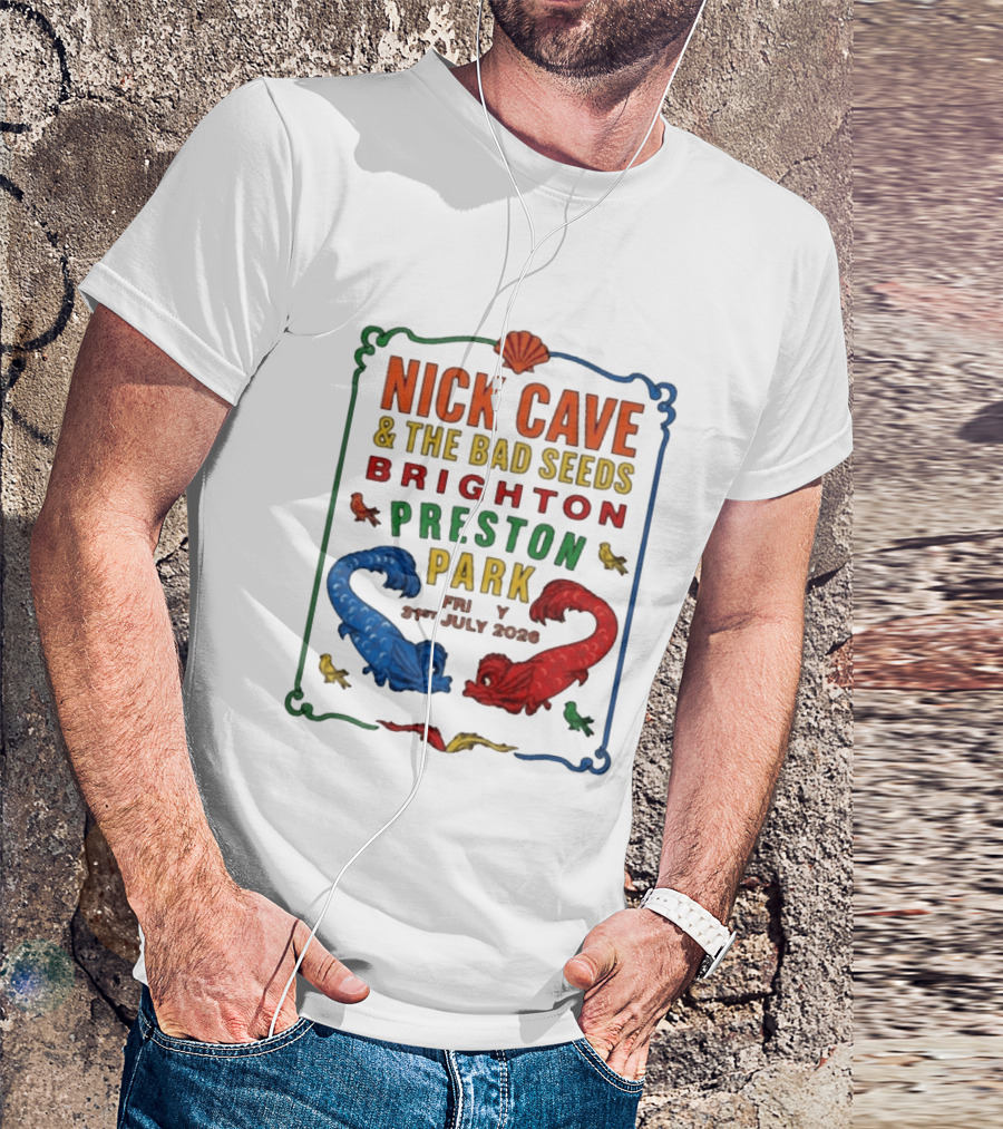 Nick Cave & The Bad Seeds Brighton Preston Park 31 July 2026 Colorful Dragons T-Shirt