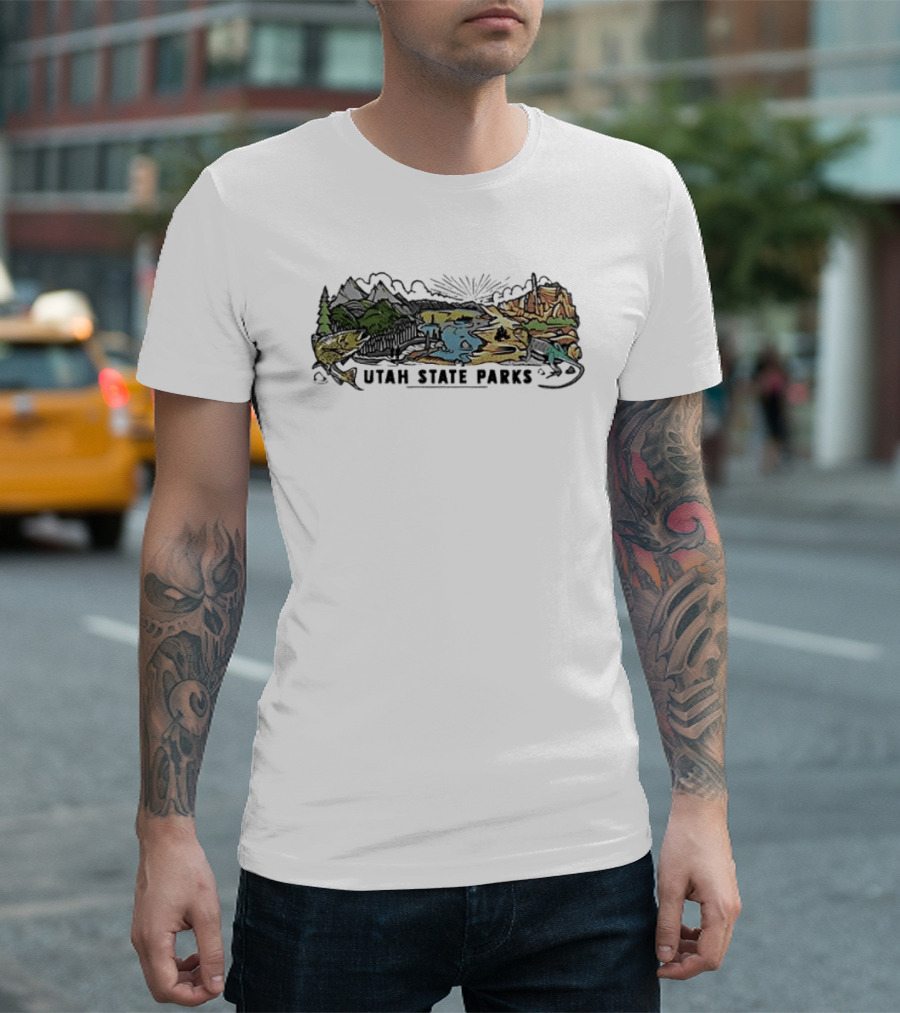 Utah State Parks Scenic Landscape With Mountains And Trees T-Shirt