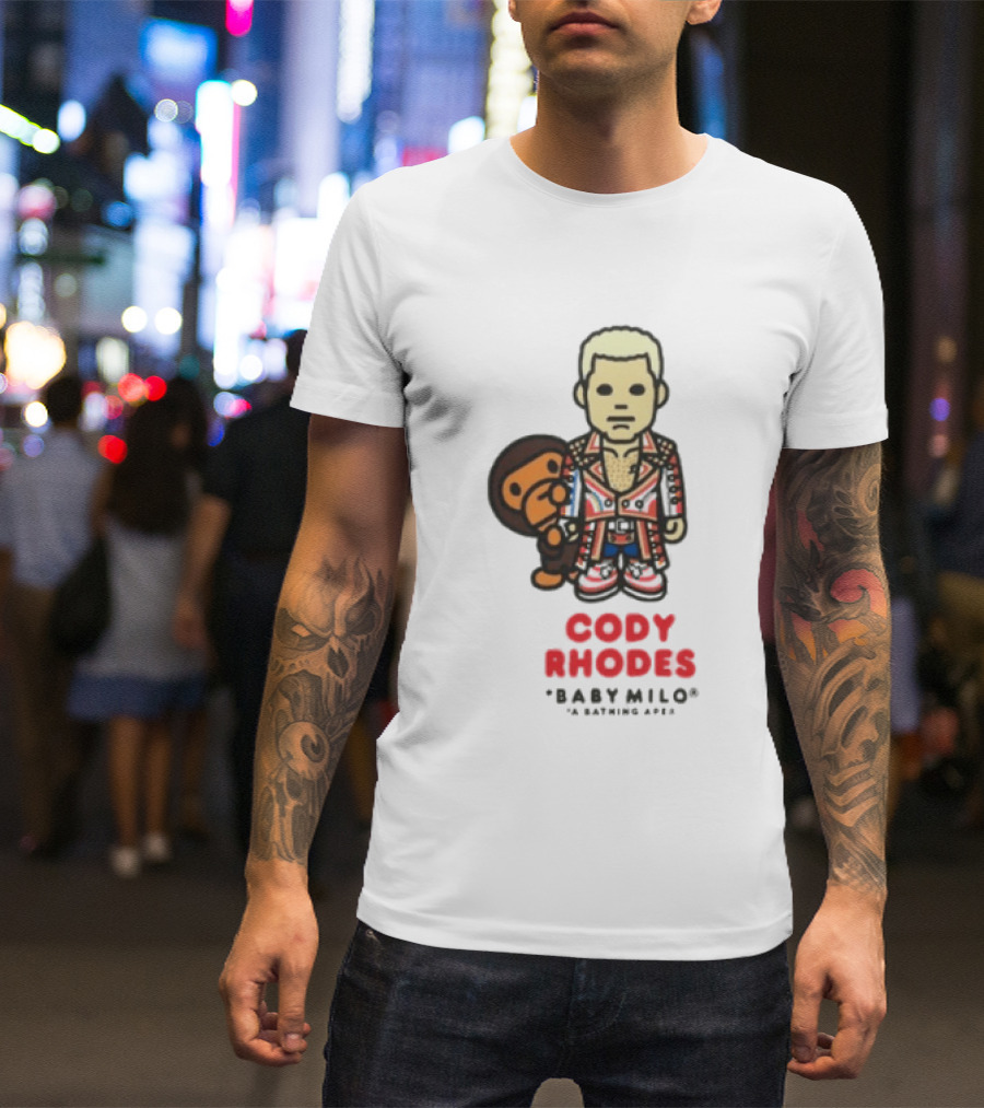 Cody Rhodes Baby Milo Wrestling Mens White Wwe Collaboration T-Shirt