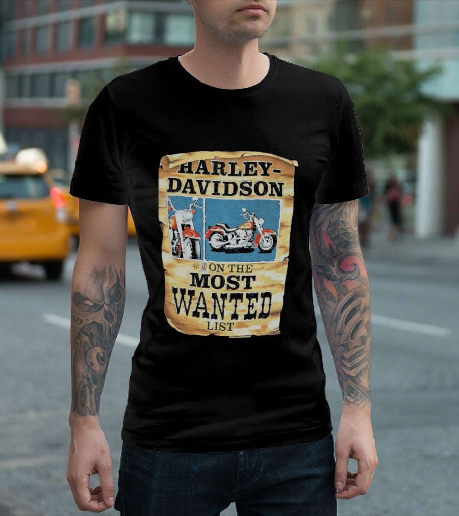 Harley Davidson #1 On The Most Wanted List Motorcycle 1986 Bismarck North Dakota T-Shirt