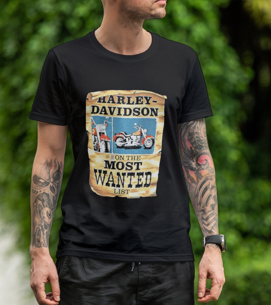 Harley Davidson #1 On The Most Wanted List Motorcycle 1986 Bismarck North Dakota T-Shirt