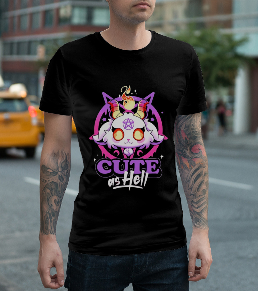 Cute As Hell Goat Demon Pentagram Flame T-Shirt