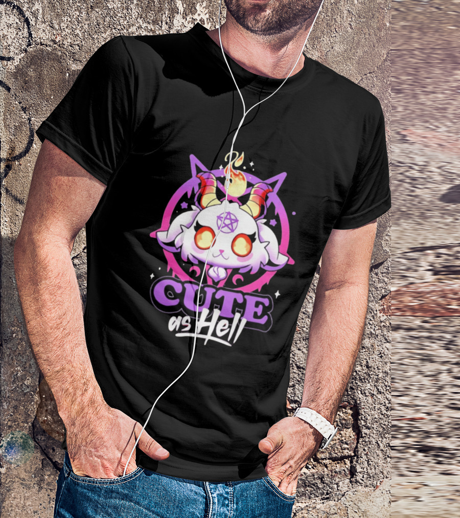 Cute As Hell Goat Demon Pentagram Flame T-Shirt
