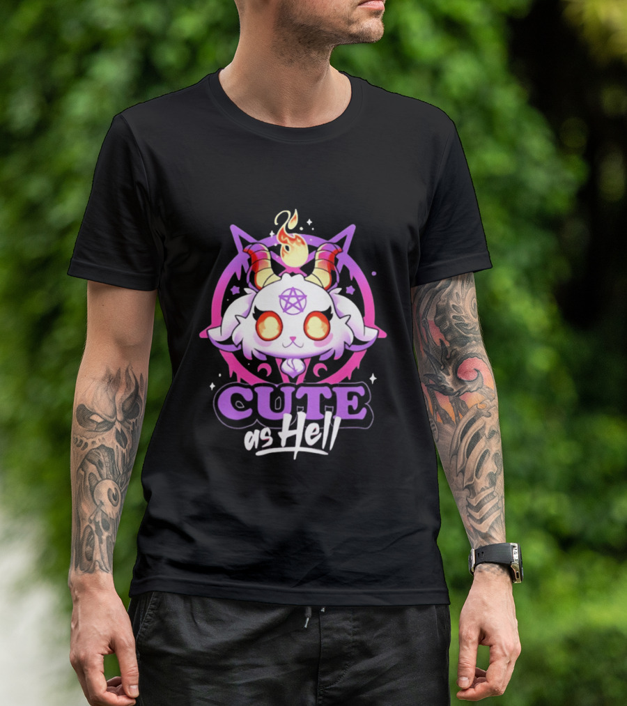 Cute As Hell Goat Demon Pentagram Flame T-Shirt