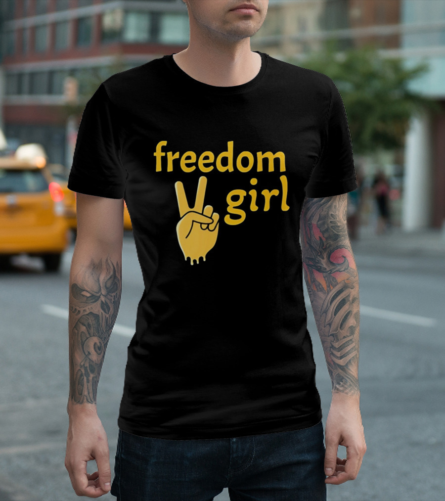 Freedom Girl Peace Sign Hand Gesture T-Shirt