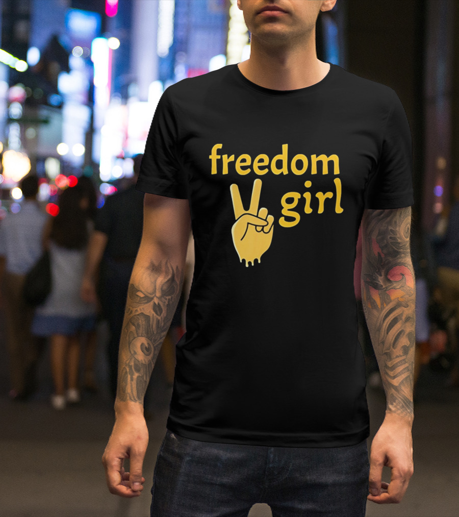 Freedom Girl Peace Sign Hand Gesture T-Shirt