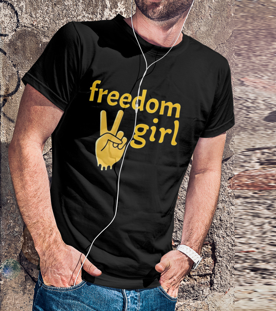 Freedom Girl Peace Sign Hand Gesture T-Shirt