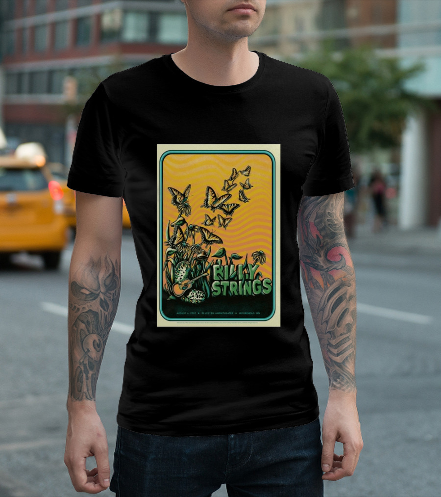 Billy Strings Bluestem Amphitheater August 6 2022 Butterfly Moorehead MN T-Shirt