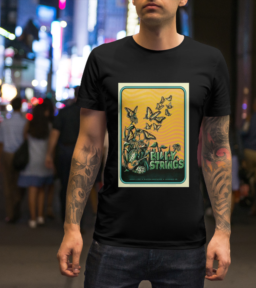 Billy Strings Bluestem Amphitheater August 6 2022 Butterfly Moorehead MN T-Shirt