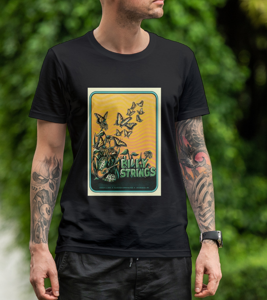 Billy Strings Bluestem Amphitheater August 6 2022 Butterfly Moorehead MN T-Shirt