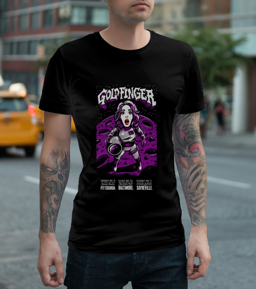 GOLDFINGER Tour 2026 Nov 19 21 Astronaut Theme McKees Rocks Baltimore Sayreville T-Shirt