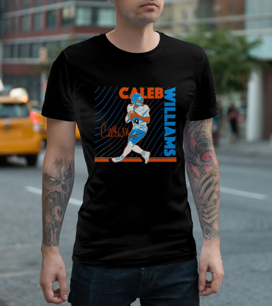 Caleb Williams Signed Football Chicago Bears Action Quarterback Sports Memorabilia T-Shirt