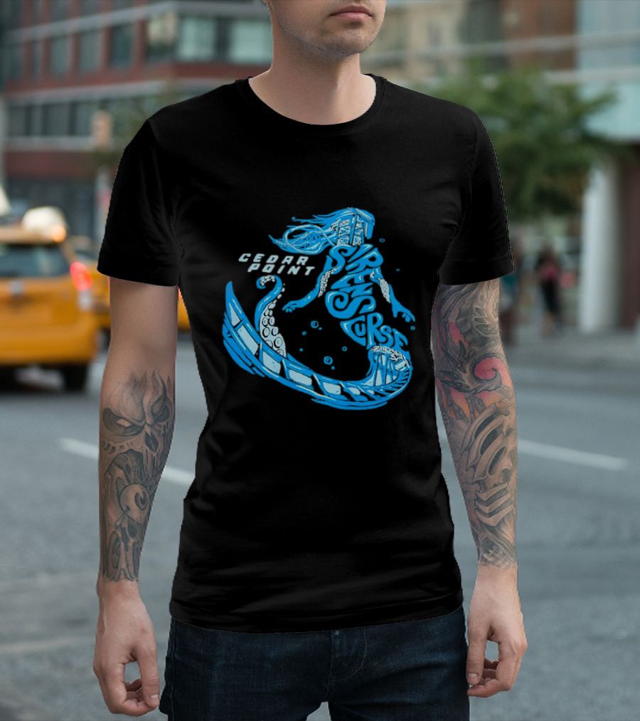 Cedar Point Sirens Curse Roller Blue Mermaid T-Shirt