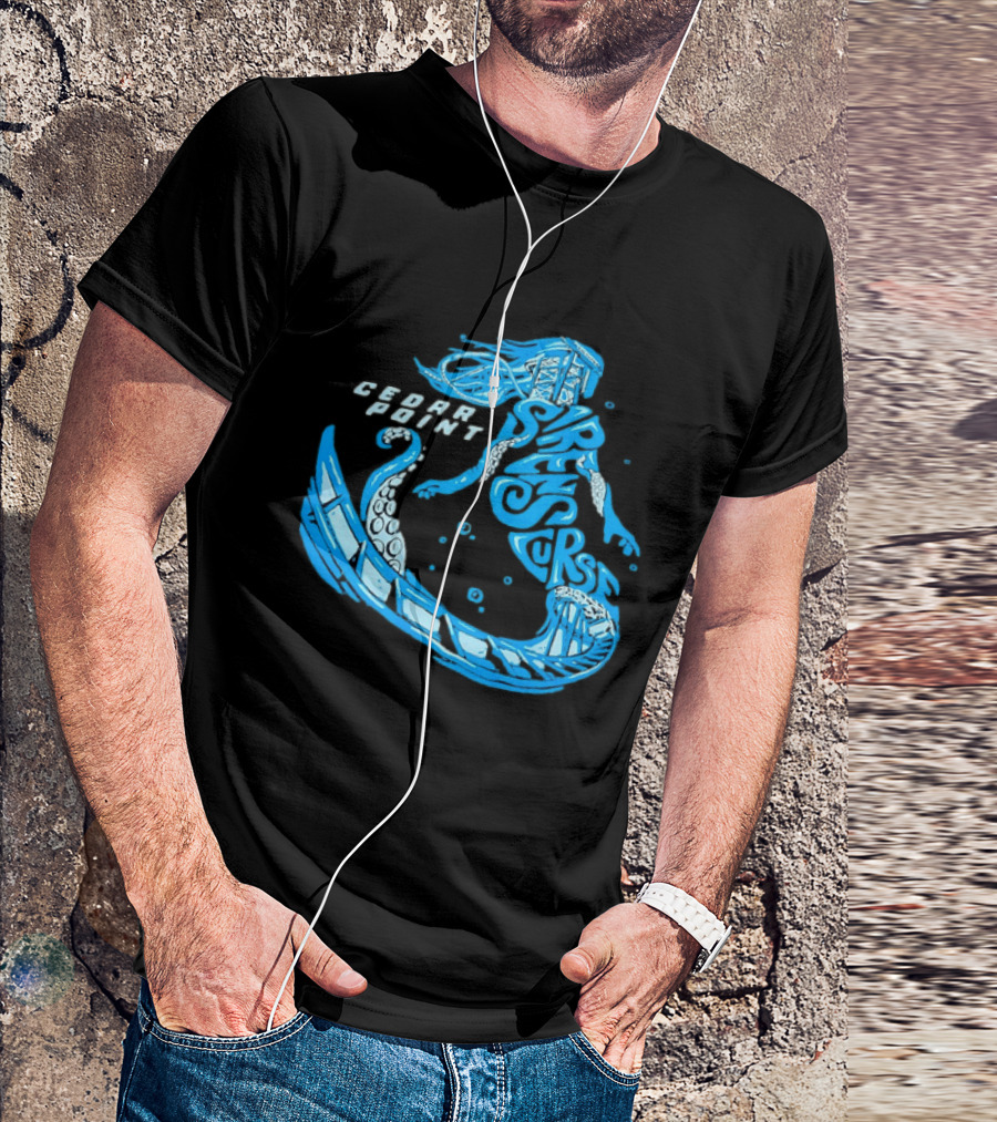 Cedar Point Sirens Curse Roller Blue Mermaid T-Shirt