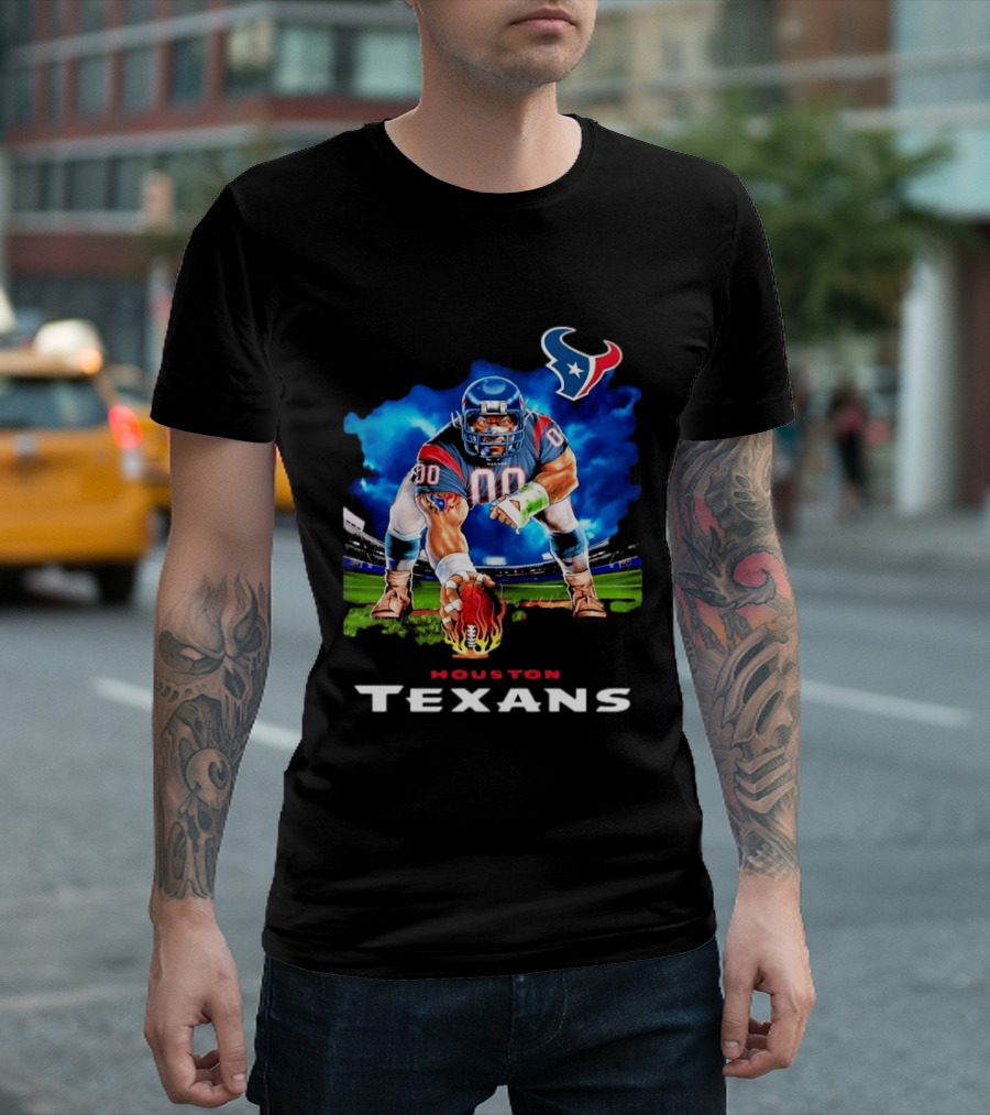 Houston Texans Ferocious Football Player NFL Team Spirit Challenge T-Shirt