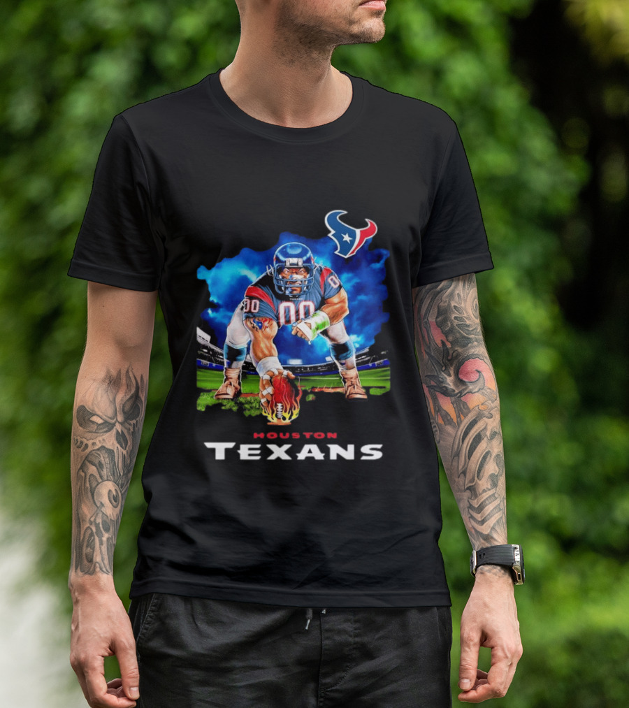 Houston Texans Ferocious Football Player NFL Team Spirit Challenge T-Shirt