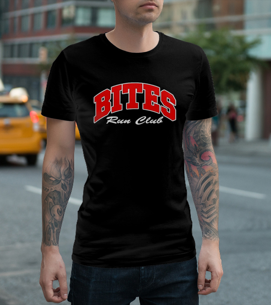 Bites Run Club Classic Style Sports Lettering T-Shirt