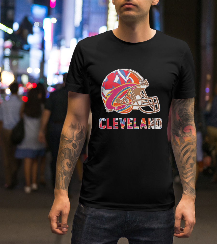 Cleveland Football Cavaliers Browns Guardians Helmet T-Shirt