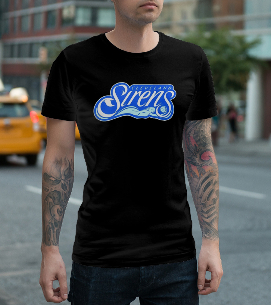 Cleveland Sirens Basketball Sports Team Oceanic Logo With Athlete And Ball T-Shirt