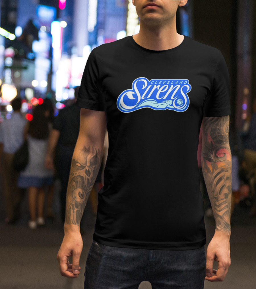 Cleveland Sirens Basketball Sports Team Oceanic Logo With Athlete And Ball T-Shirt