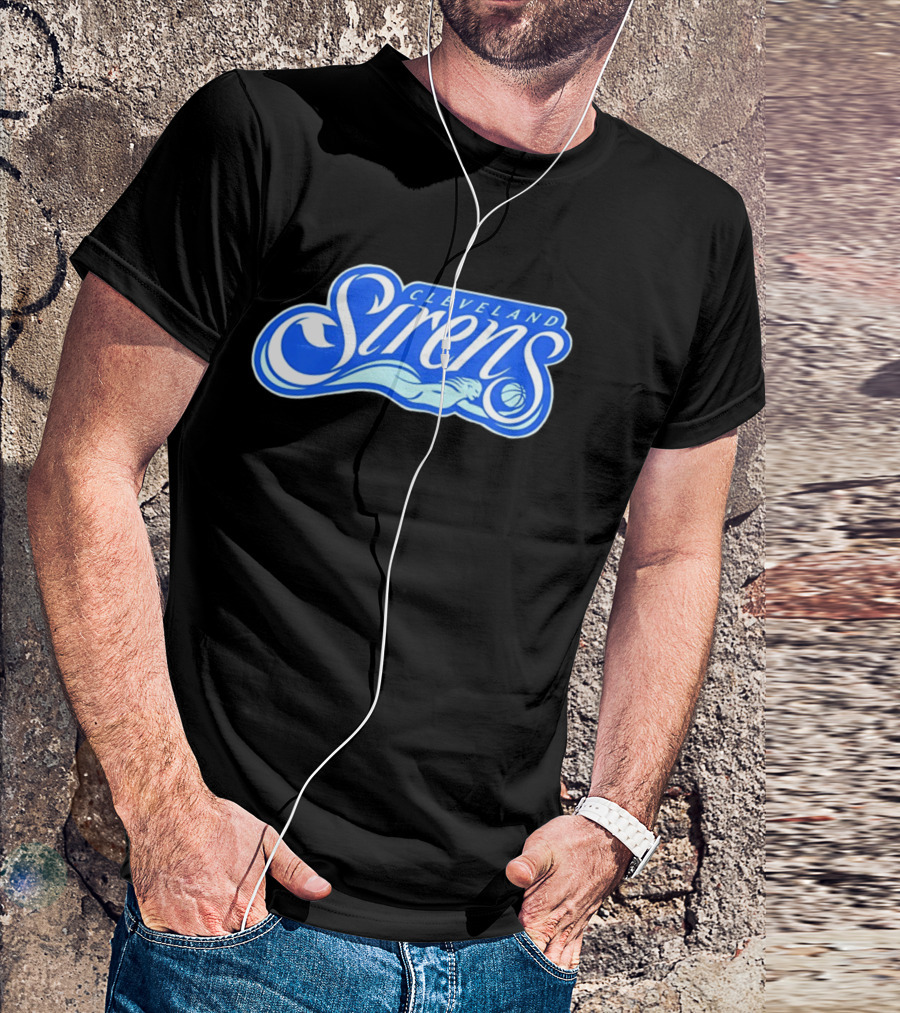 Cleveland Sirens Basketball Sports Team Oceanic Logo With Athlete And Ball T-Shirt