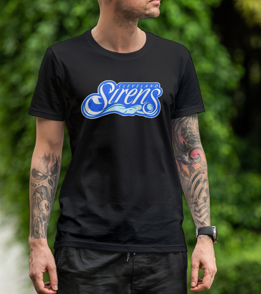Cleveland Sirens Basketball Sports Team Oceanic Logo With Athlete And Ball T-Shirt