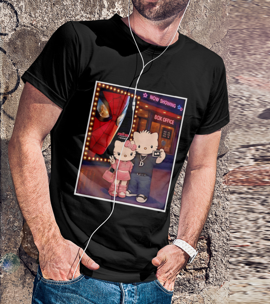 Now Showing Box Office Hello Kitty And Dear Daniel Spider Man Movie Polaroid Frame T-Shirt